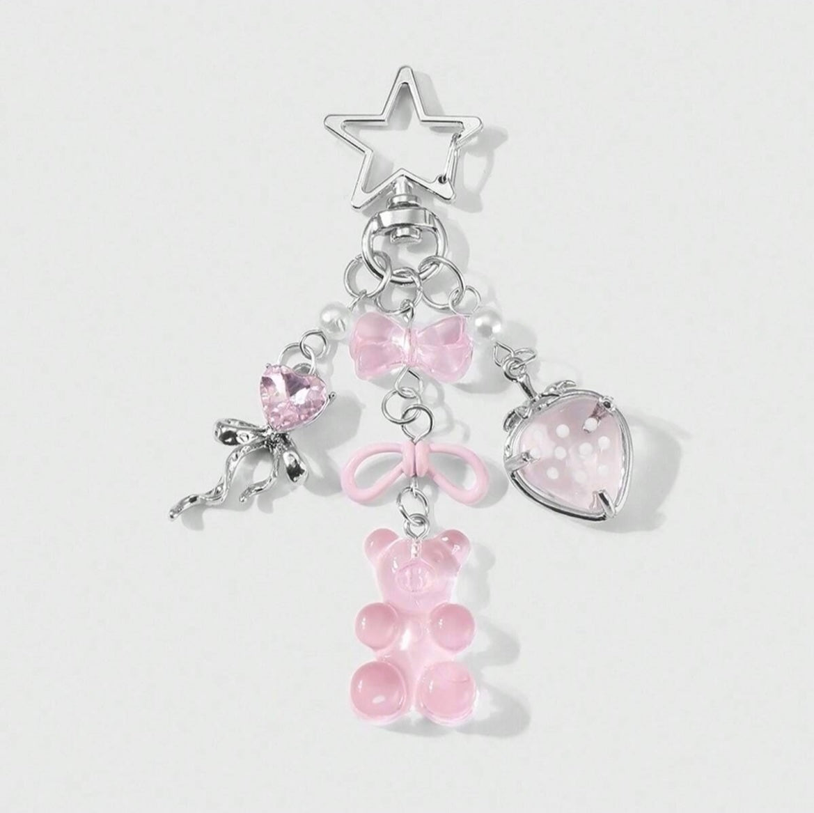 Pieza Collar con colgante de cadena de plata minimalista y con elementos de dibujos animados lindos como cruz, estrella, lazo, conejo, oso, adecuado para mujeres/niñas, para uso diario o como regalo festivo