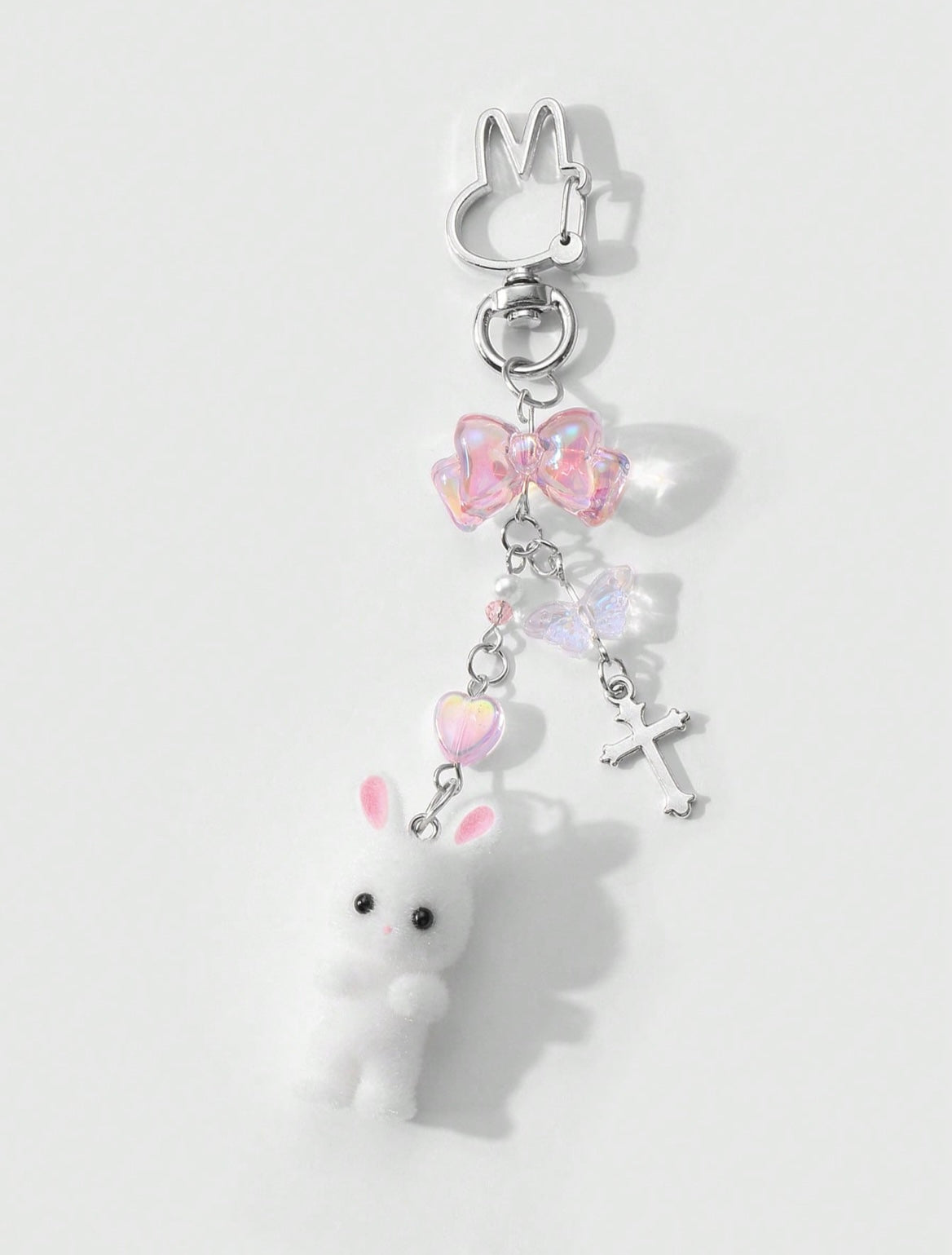 1 pieza Collar con colgante de cadena de plata minimalista y con elementos de dibujos animados lindos como cruz, estrella, lazo, conejo, oso /niñas, para uso diario o como regalo festivo