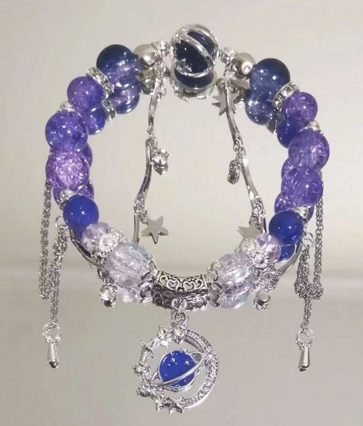 Pieza Pulsera simple de cristal de piedra lunar gris, accesorio versátil y elegante adecuado para niñas