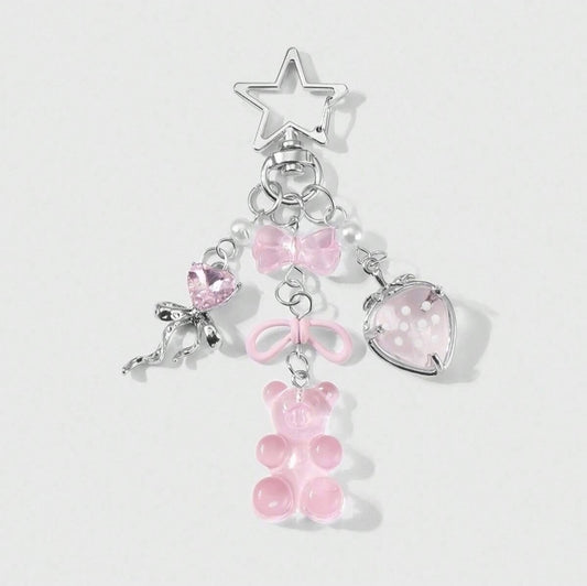 Pieza Collar con colgante de cadena de plata minimalista y con elementos de dibujos animados lindos como cruz, estrella, lazo, conejo, oso, adecuado para mujeres/niñas, para uso diario o como regalo festivo