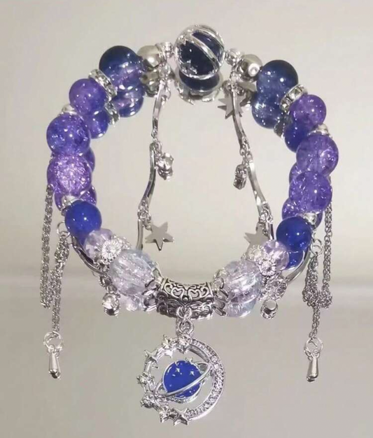 Pieza Pulsera simple de cristal de piedra lunar gris, accesorio versátil y elegante adecuado para niñas